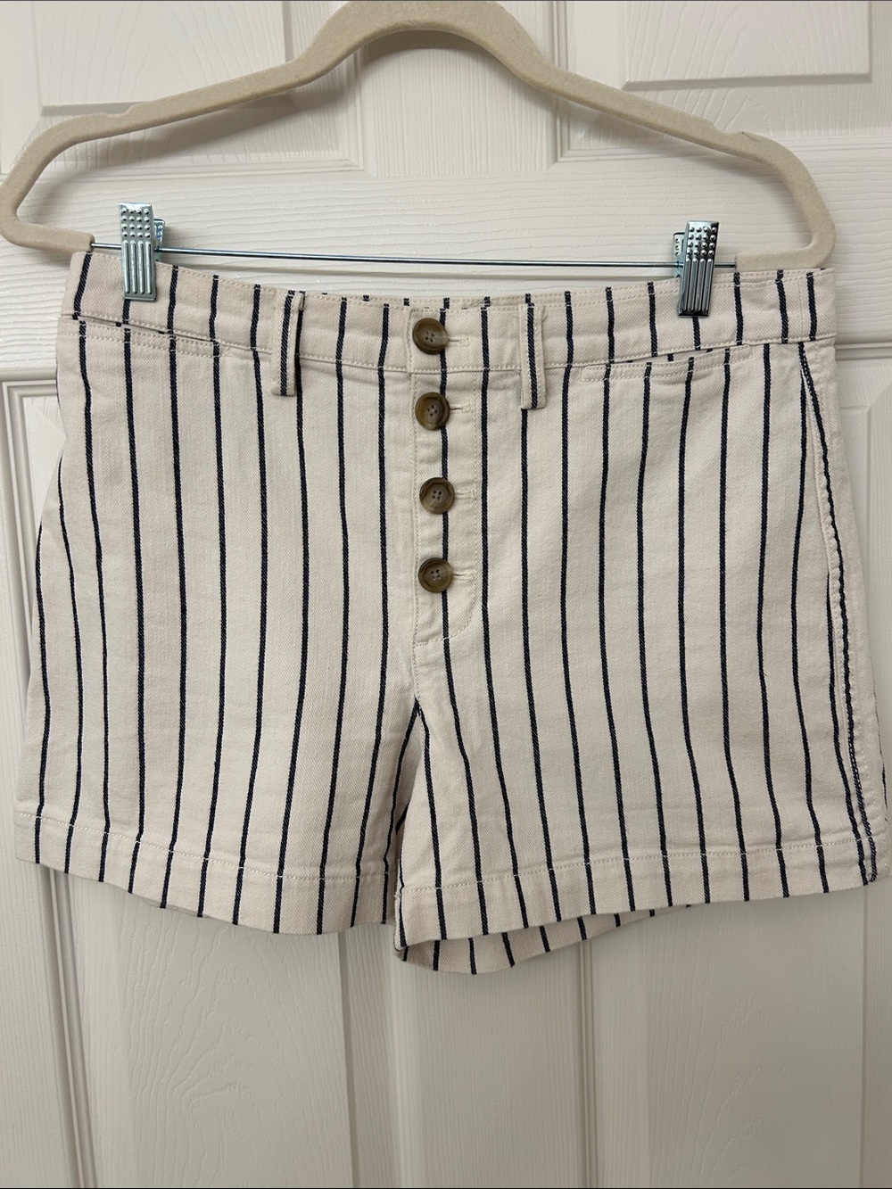 Madewell Emmett Railroad Stripe Denim High-Rise Shorts Size 30